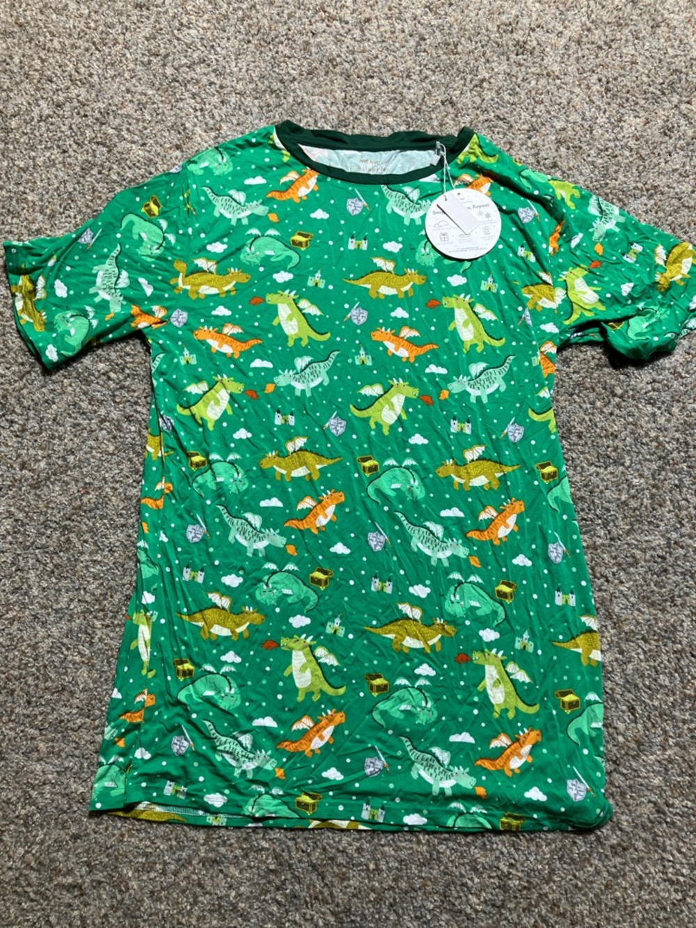 Green Dragon Print Little Sleepies Bamboo Men’s Top